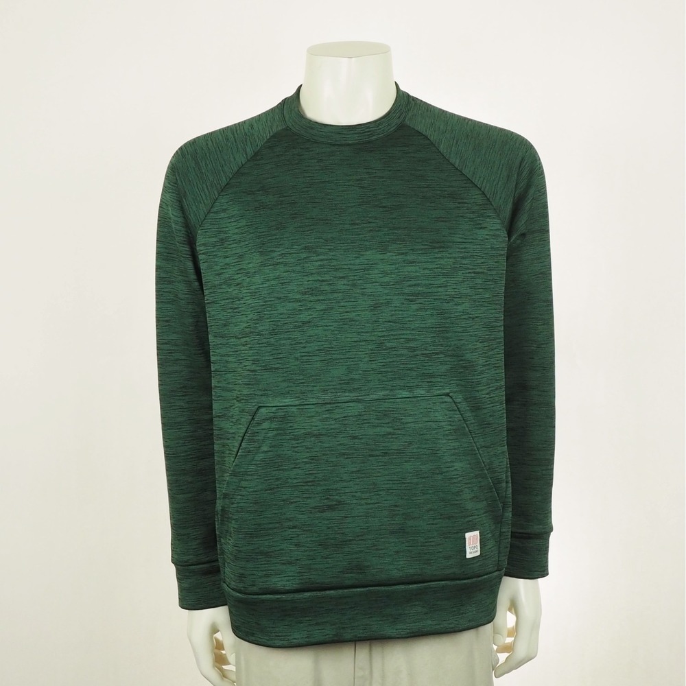 Topo Designs Mountain Sweatshirt Mens Large Heather Green Crew Outdoor Hiking